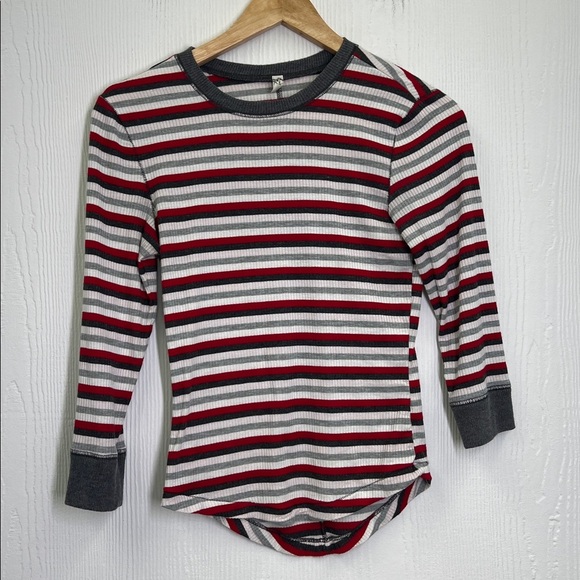 Free People - Good On You Striped Thermal Rose Quarter Sleeve Top Size Small - Picture 8 of 10
